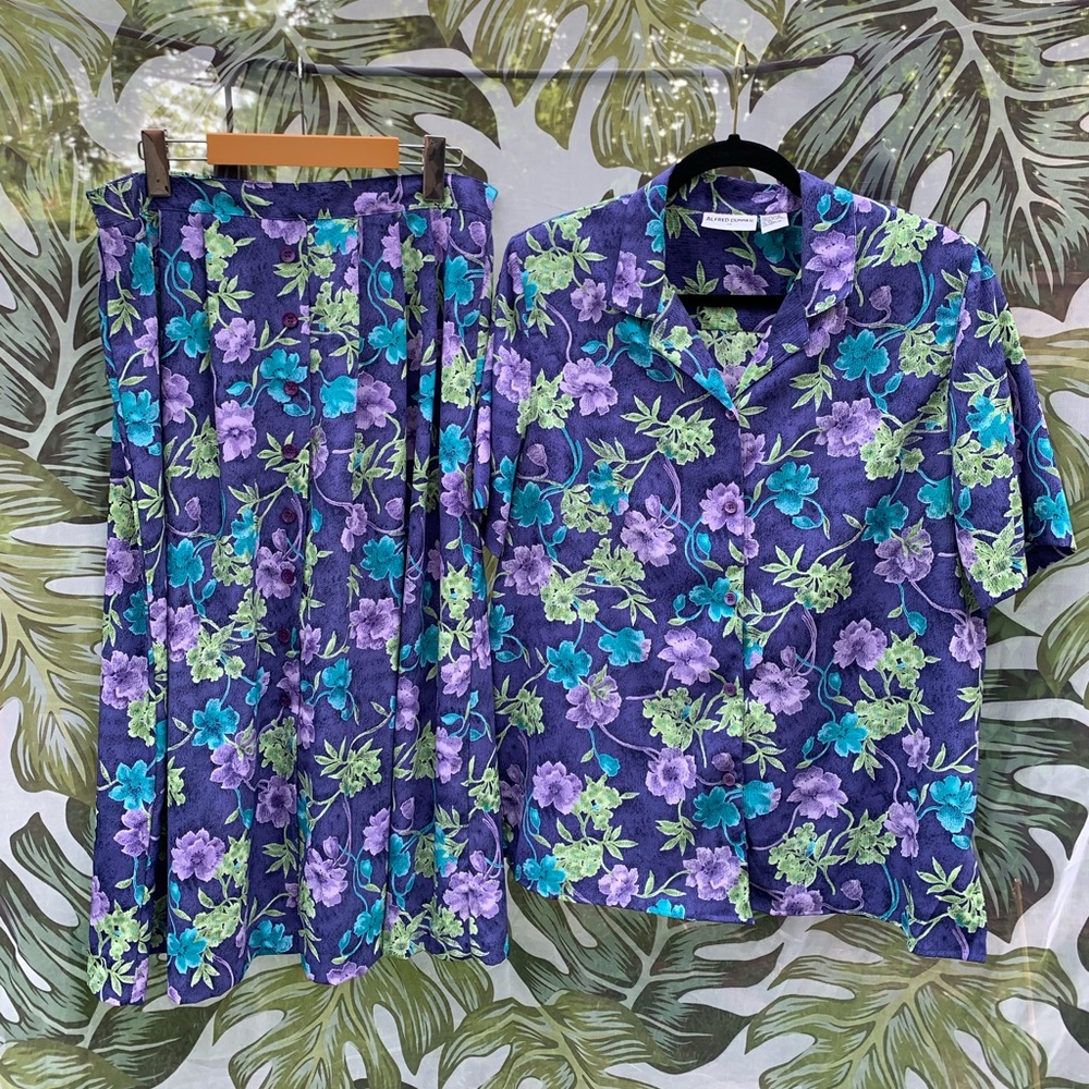 Alfred Dunner Purple Button Down Set